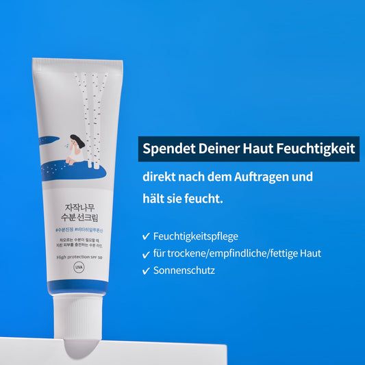 Eine feuchtigkeitsspendende Sonnencreme mit Birkenwasser, SPF 50+ & PA++++. Schützt die Haut effektiv und versorgt sie intensiv mit Feuchtigkeit.