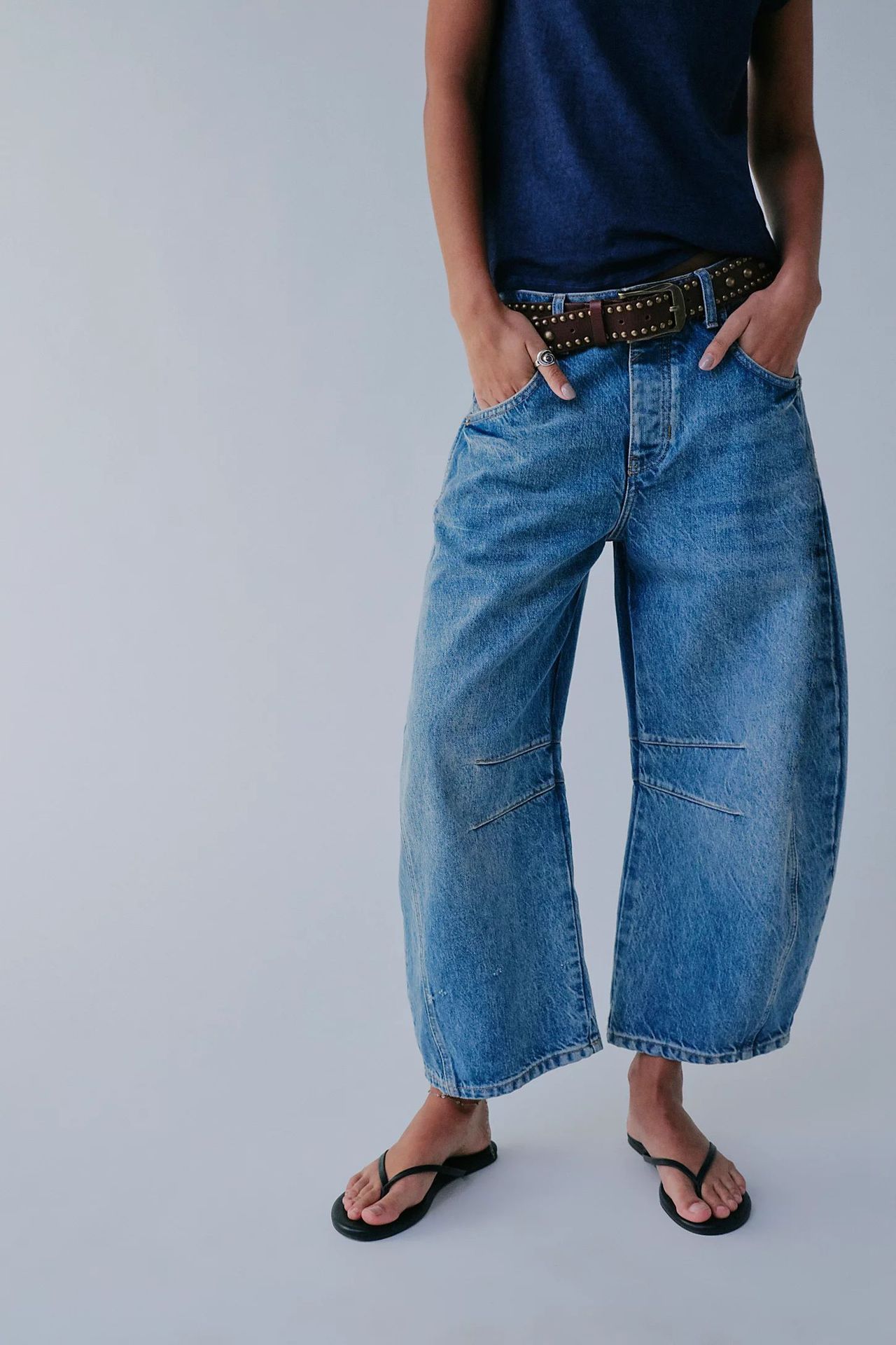 High-Stretch Barrel Jeans | Damen weite Casual Mid-Waist-Jeans NOOR08