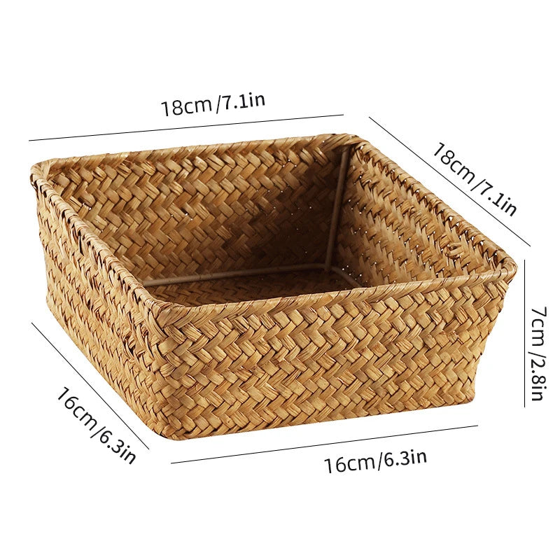 Stylish Woven Seagrass Storage Baskets - Versatile Rattan Laundry & Organizer Containers for a Clutter-Free Home