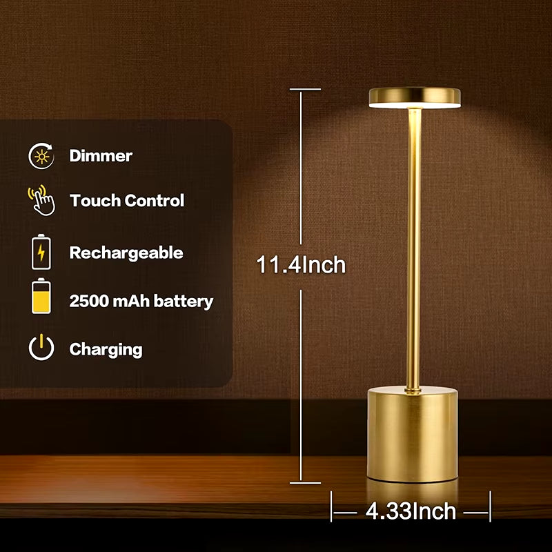 USB Rechargeable Touch Table Lamp - Dimmable LED Desk Light for Bedside Bar